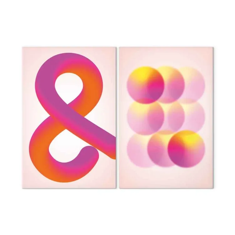Gradientsymbol - orange ampersand och rosa bollar i pastelltoner
