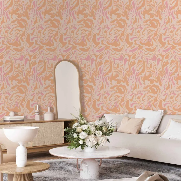 Peach swirl - abstrakta rosa och orangea former