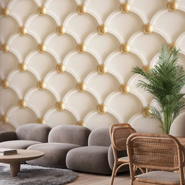 Perfekt harmoni - trendig beigefärgad quiltad design med gulddetaljer